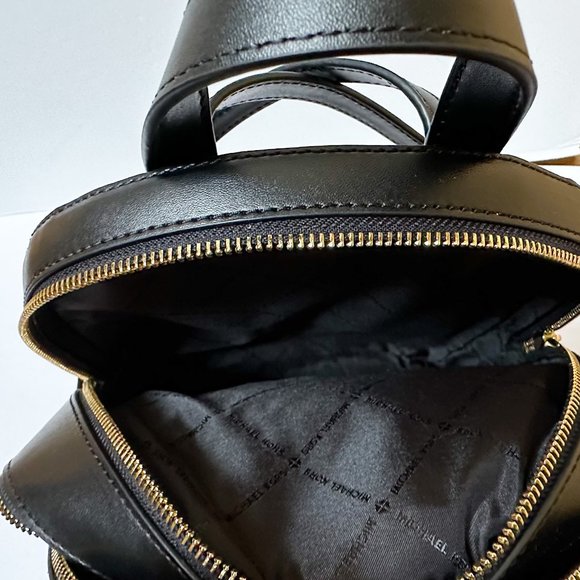 Michael Kors Jaycee Medium Zip Pocket Leather Backpack Black